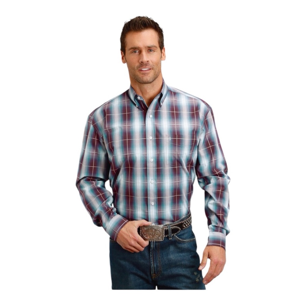 STETSON | Men’s Plaid Button Down Cotton Casual Western Shirt